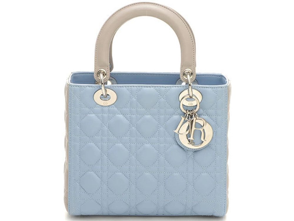 Christian Dior Lady Cannage Handbag Blue Gray